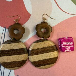 Wooden Floral Dangle Earrings